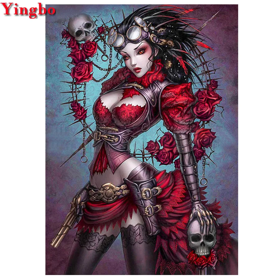 5D алмазная живопись DIY полный квадратный/круглый дрель Хэллоуин Череп Женская