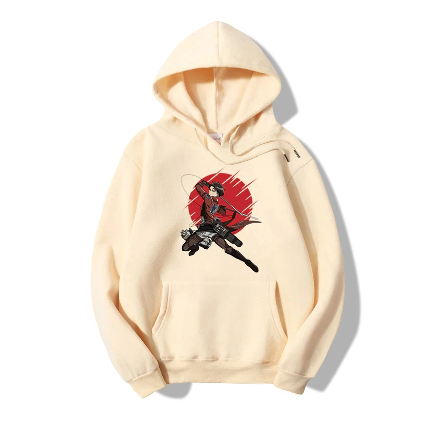 

Attack on Titan Anime Captain Levi Pullover Hoodie Vintage Hoodies Men Womens Harajuku Oversized Warm Streetwear Couple Clothes