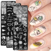 new nail art stamp stencils leaf polish printing stamping plates flowers abstract nail templates