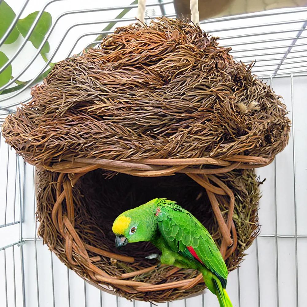 

7 Styles Birds Nest Bird Cage Natural Grass Egg Cage Bird House Outdoor Decorative Weaved Hanging Parrot Nest Houses Pet Bedroom