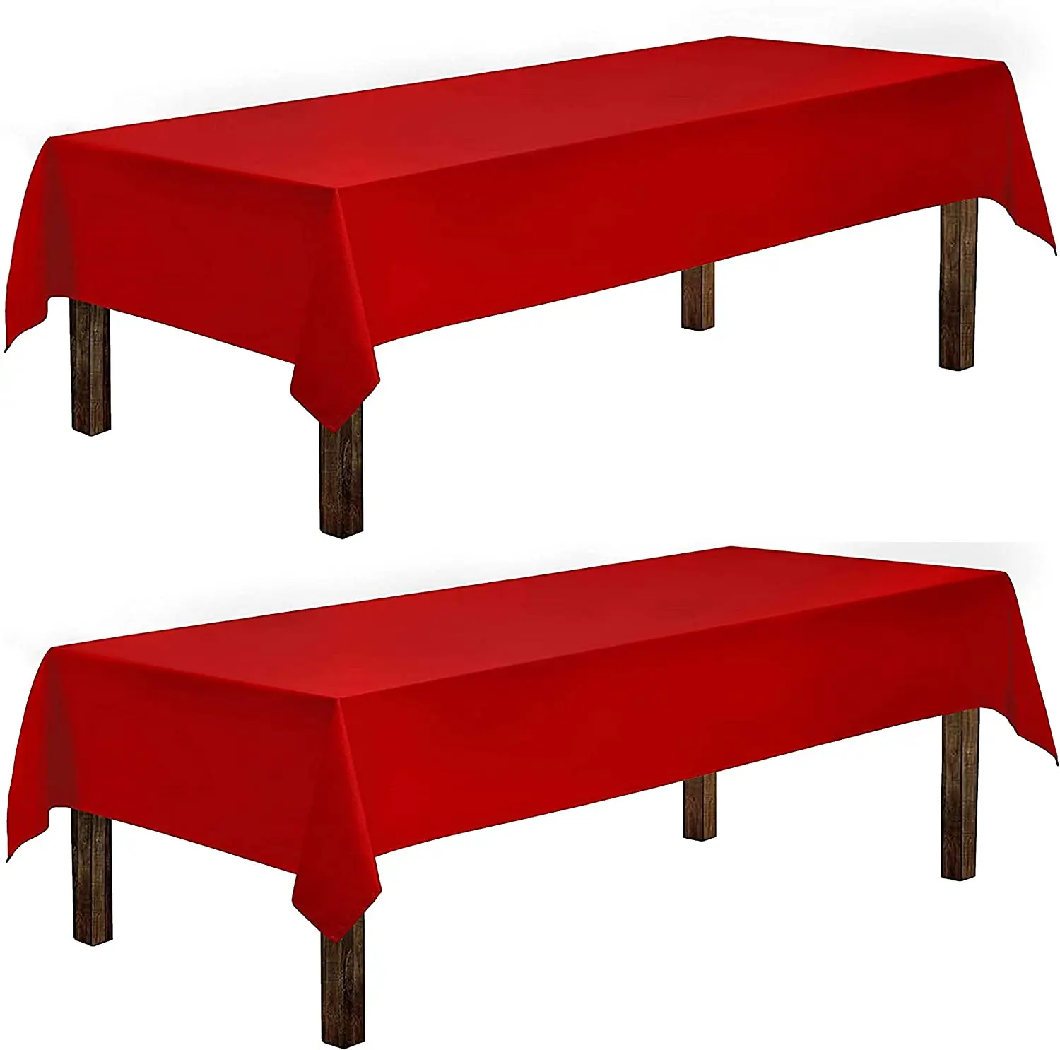 

Wealuxe Red Tablecloth 60x102 - Rectangular 6 feet Table Cover Cloth, 2 Pack