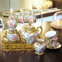 european luxurious ceramic coffee cup set british porcelain tea set tea pot sugar bowl afternoon tea party wedding gift