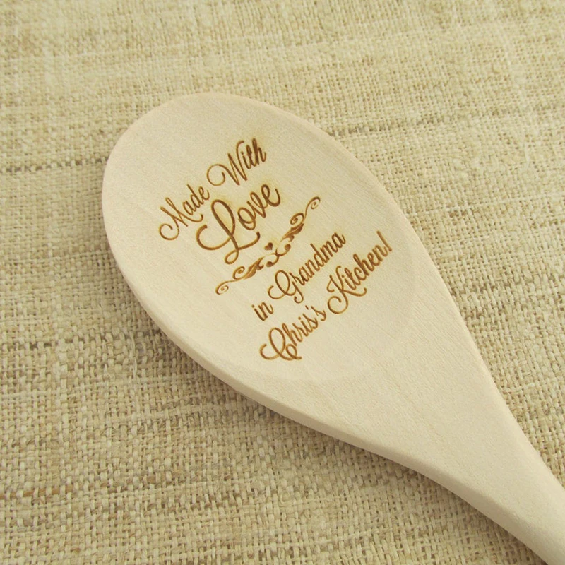 Деревянная ложка Круглые ложки с гравировкой имени даты деревянные столовые