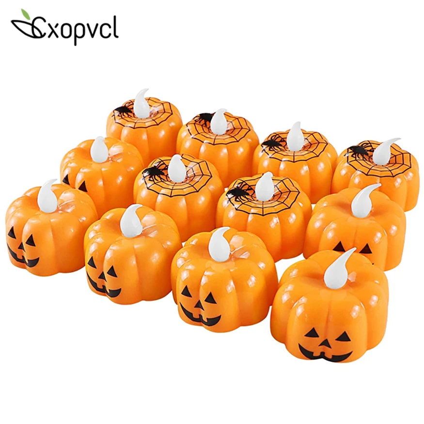

24 пакета оранжевые Хэллоуин свечи в форме тыквы батареи, Мерцающий СВЕТОДИОДНЫЙ чайный светильник для дома и дома вечерние украшения