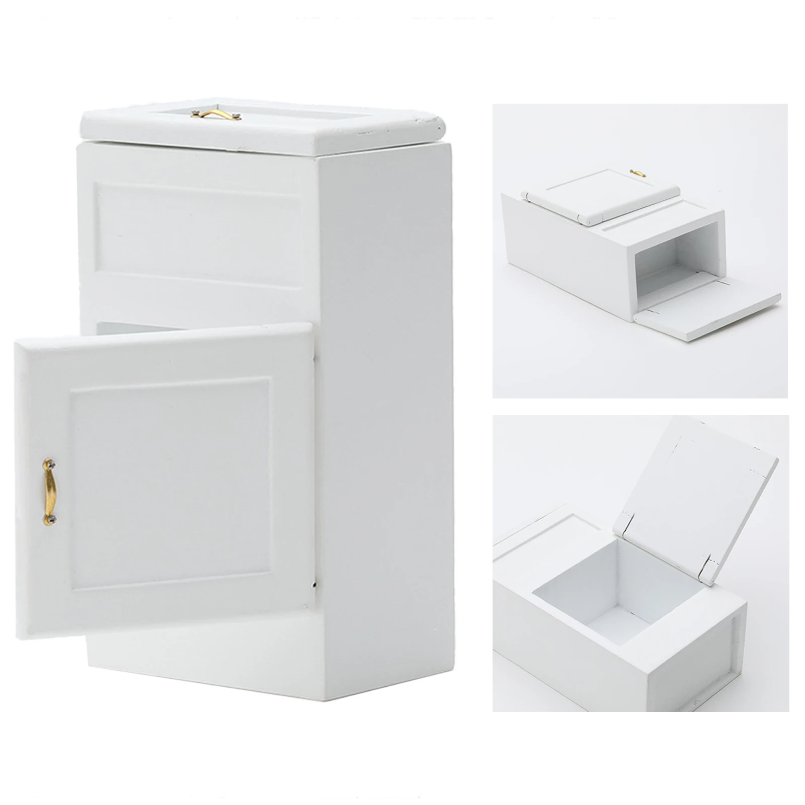 

Mini 1/12 Dollhouse Refrigerator Wooden Furniture Kitchen Set Toys White