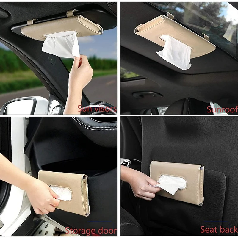 

2PCS Car Tissue Holder Visor Napkin Case Leather Vehicle Backseat Door Tissue Holder Car Hanging Towel Paper Tissues Box