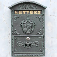 european cast iron crafts dark green wall mounted noble logo letter box mailbox wrought iron mailbox decorations