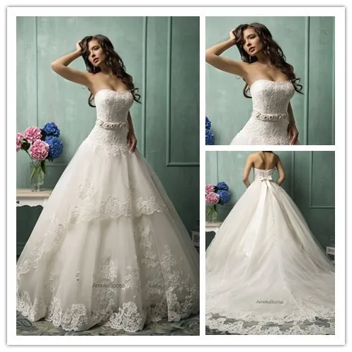 

2018 Free Shipping Hot Sale Vintage Strapless Open Back Lace Princess Open Back Ball Bridal Gown mother of the bride dresses