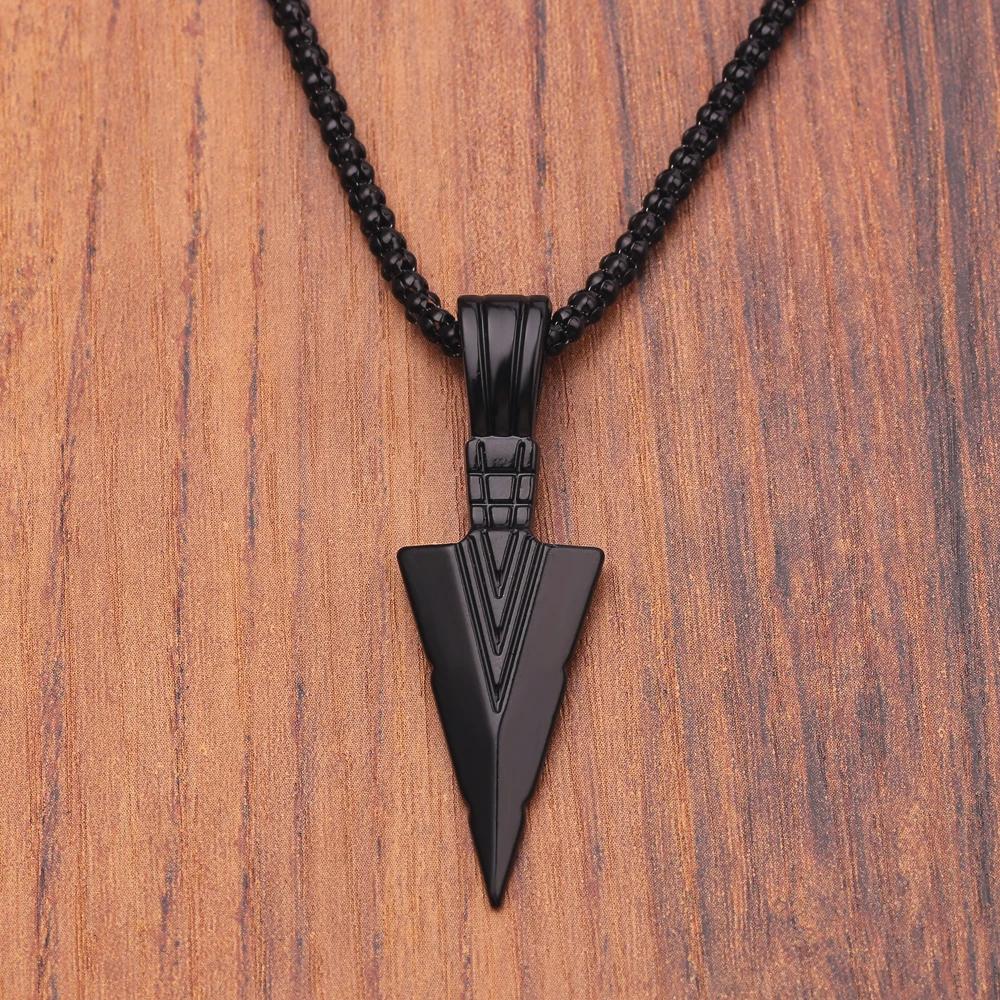 

Men's Design Matte Black Long Necklace with Arrow Pendant Jewelry Chain Hip Hop Punk Rock Christmas Halloween Gift For Men Wome