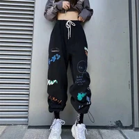 mikas idea boutiquehip hop casual pants womens street hip hop pants loose track with printed street style goth rock jogging
