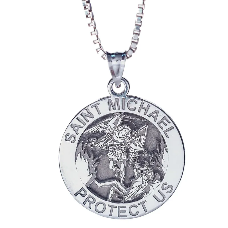 Женское Ожерелье Круглый ангел медаль святого Михаила цепочка до ключиц унисекс
