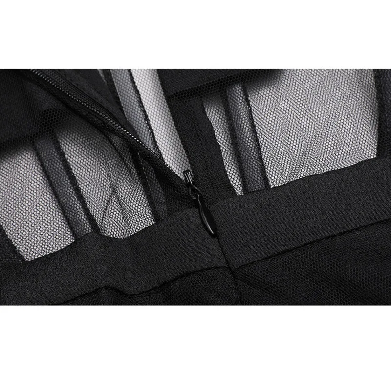 

DEAT 2021 New Women Fashion Slim Solid Color Strapless Sleeveless Patchwork Gauze Sling High Waist Dress Summer Autumn 7E1382