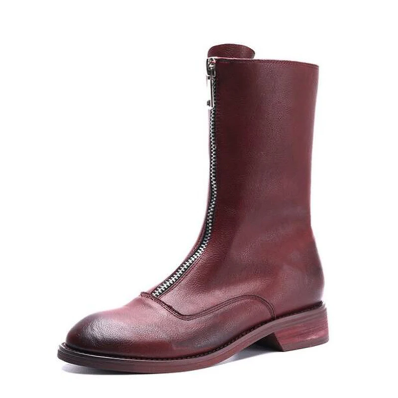 Новые модели женская обувь из натуральной кожи Зимние женские полусапожки на