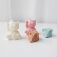 mini cat and mouse candle silicone mold for handmade desktop decoration gypsum epoxy resin aromatherapy candle silicone mould