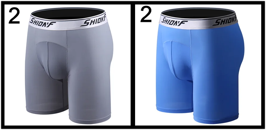 2G 2L Shionf 7XL шелк льда антифрикционные ноги 4 шт. длинное нижнее белье Фитнес удобные мужские трусы тонкие стрейч боксеры мужские трусики - Цвет: 2G 2L