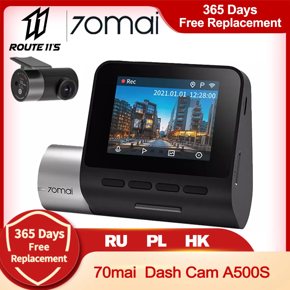 

Видеорегистратор 70mai A500S, 1944P, GPS, ночное видение, передняя и задняя камеры