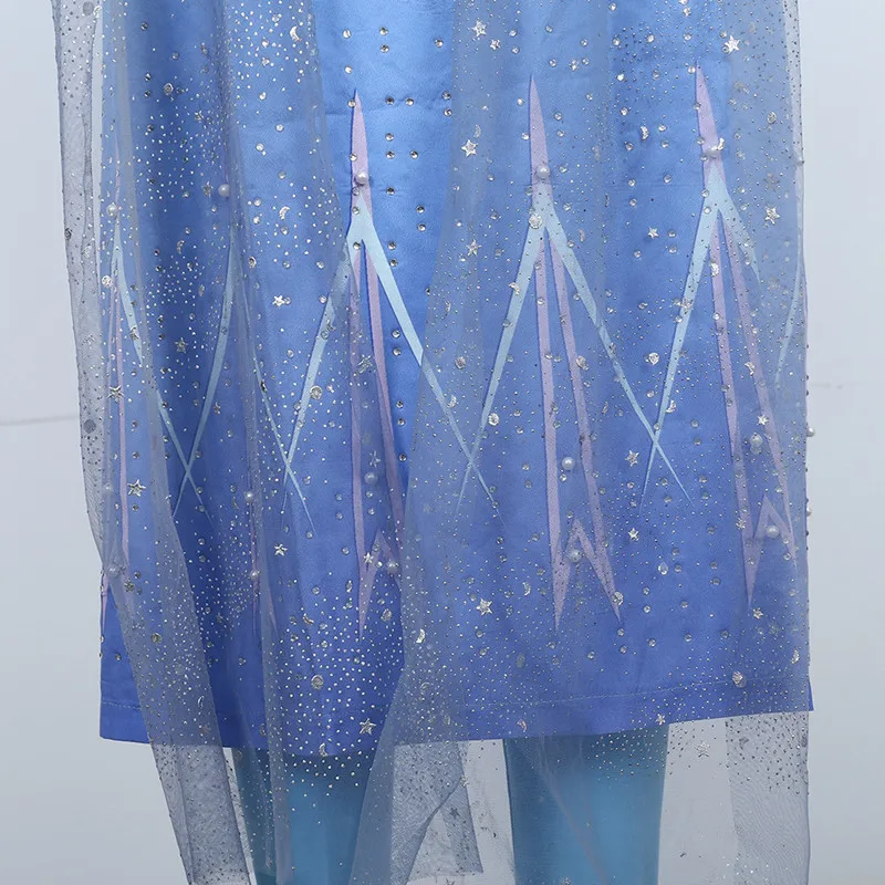 Movie Queen Elsa Princess Cosplay Costumes Blue Snow Outfit Dress