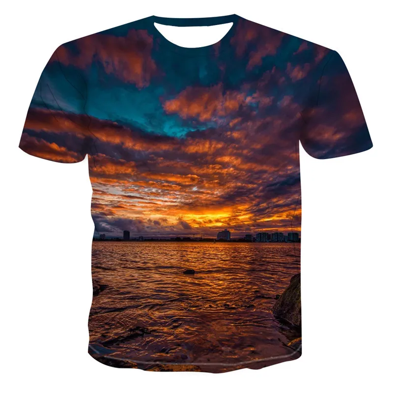 2020 Цвет чернила 3D печатных футболка визуализации с коротким рукавом летние