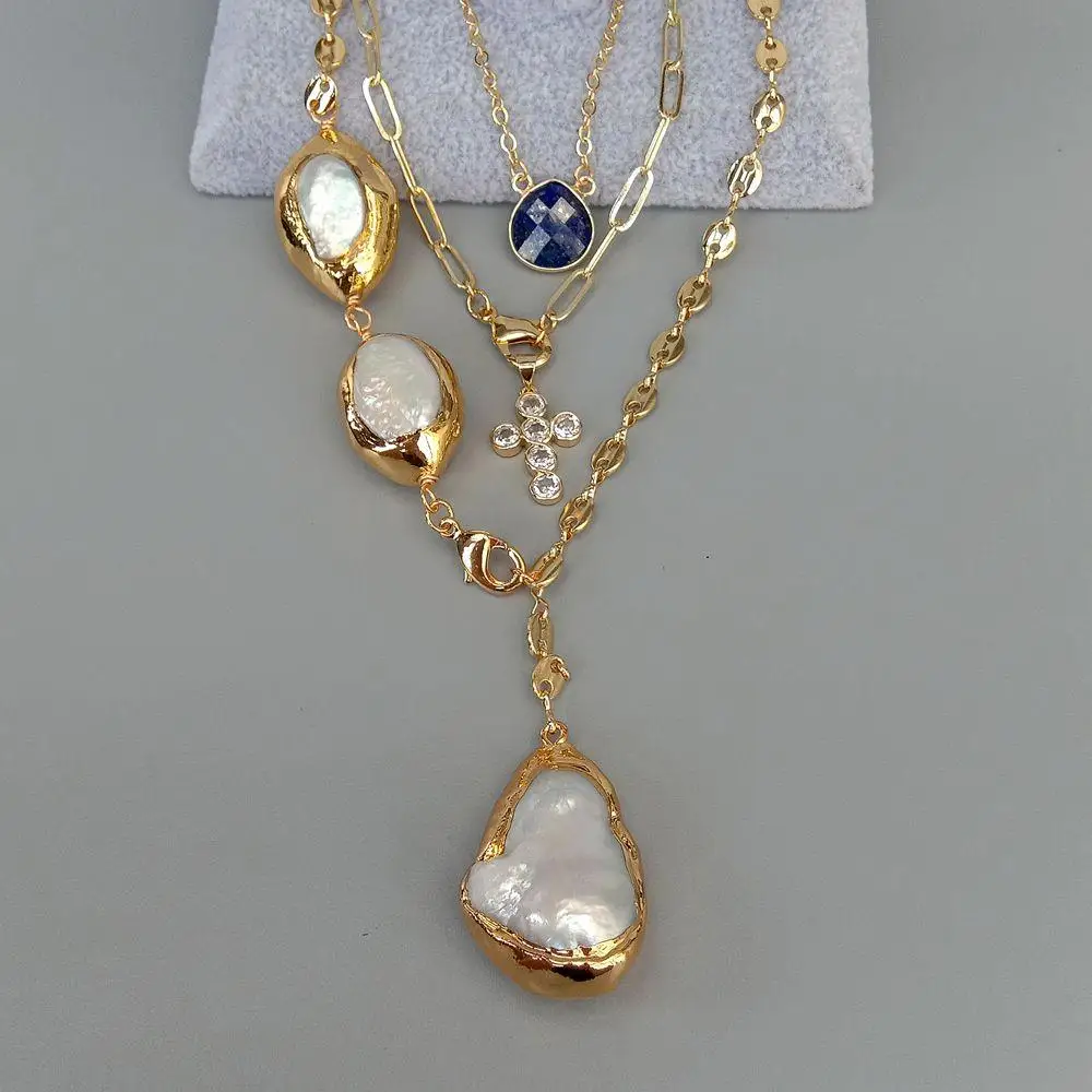 Ожерелье женское с распятием и искусственным жемчугом 17-26 дюймов