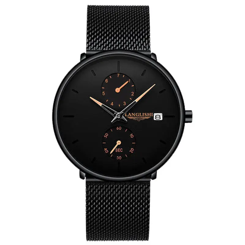 

LANGLISHI 2021 New Fashion Mens Watches Casual Ultra Thin Date Waterproof Quartz Clock Top Brand Luxury Watch Relogio Masculino