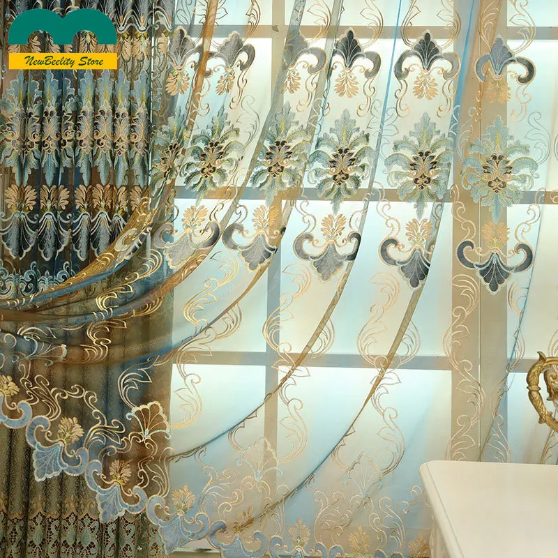 Шторы с вышивкой ажурные жаккардовые занавески из шенилла в европейском стиле