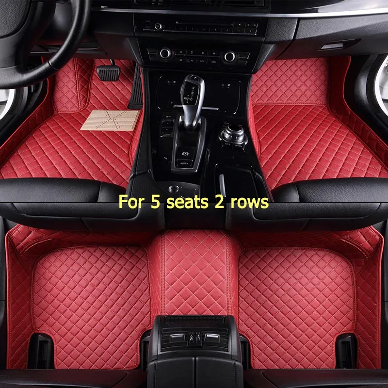 For 5 seats 2 rows KADULEE пользовательские автомобильные коврики для Mitsubishi Все модели для Outlander, pajero ASX Pajero sport lancer galant Lancer-ex grandis foot - Название цвета: For 5 seats 2 rows