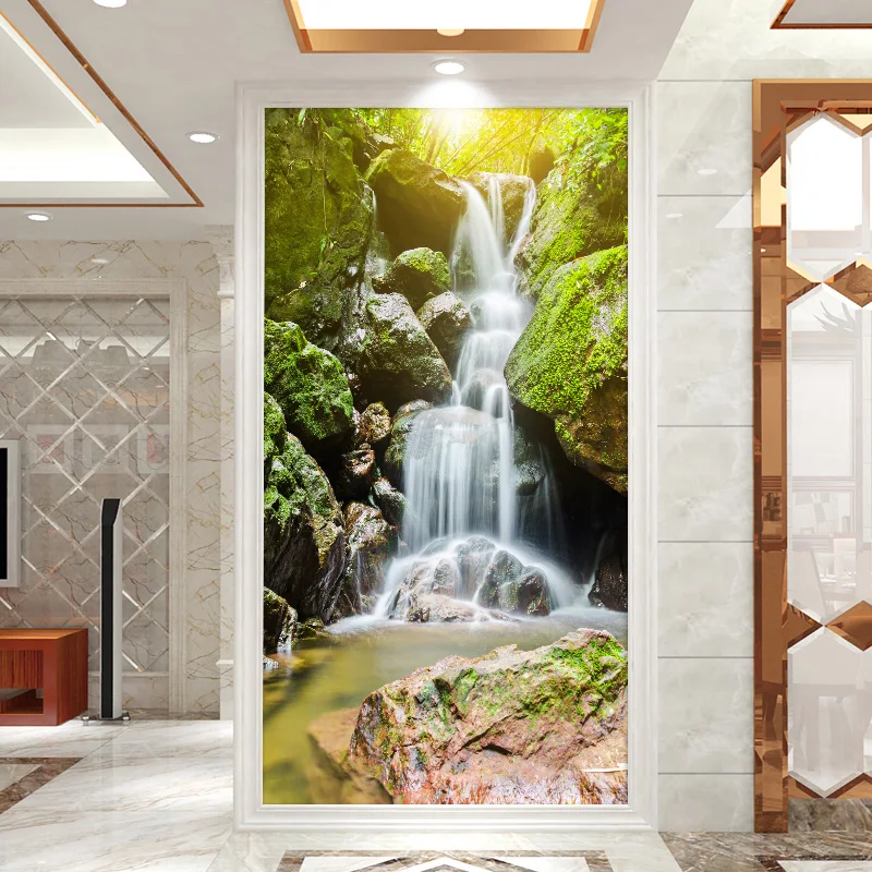 Креативный пейзаж лес водопад дверные наклейки сделай сам украшение для дома