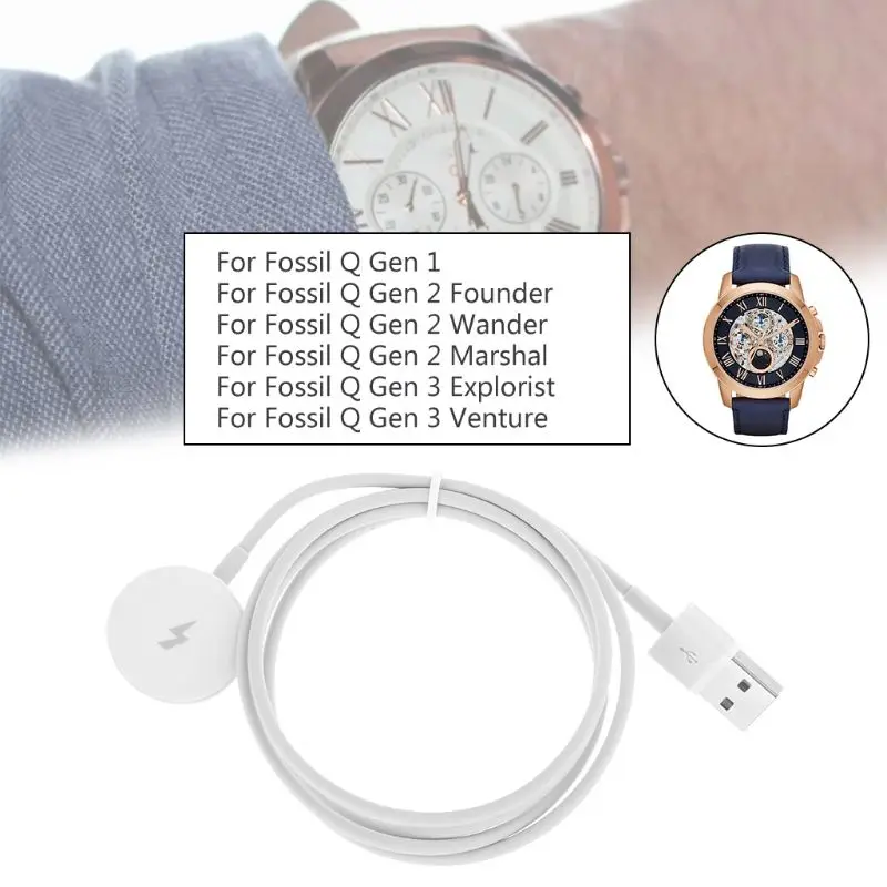 

Smart Watch Charger Fast Charging Stand Dock Cable for Fo-ssil Q Gen 1 Gen 2 Founder/Wander/Marshal Gen 3 Explorist/Venture X6HB