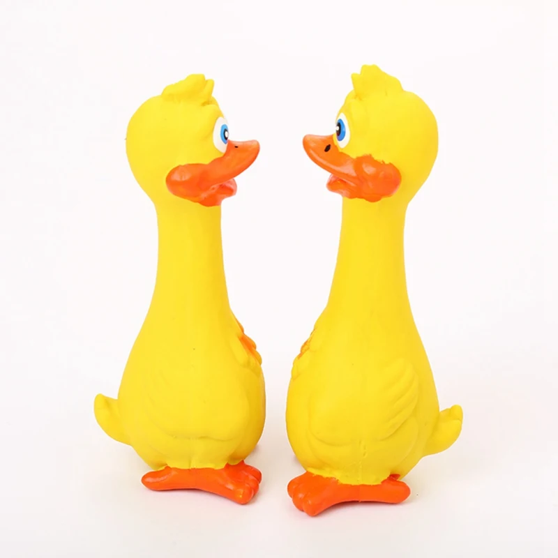 

Funny Dogs Chewing Toys Screaming Duck Cleaning Teeth Pet Natural Latex Squeaky Chew Toy for Dogs Yellow Duck Molar Dropshipping