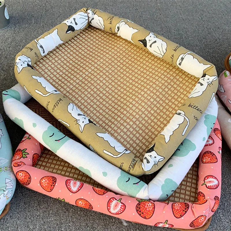 

Cooling Summer Pet Beds Dog Bed Breathable Dogs Cat Blanket Washable Keeping Cool Sleeping Cat Mat Dogs Accessories