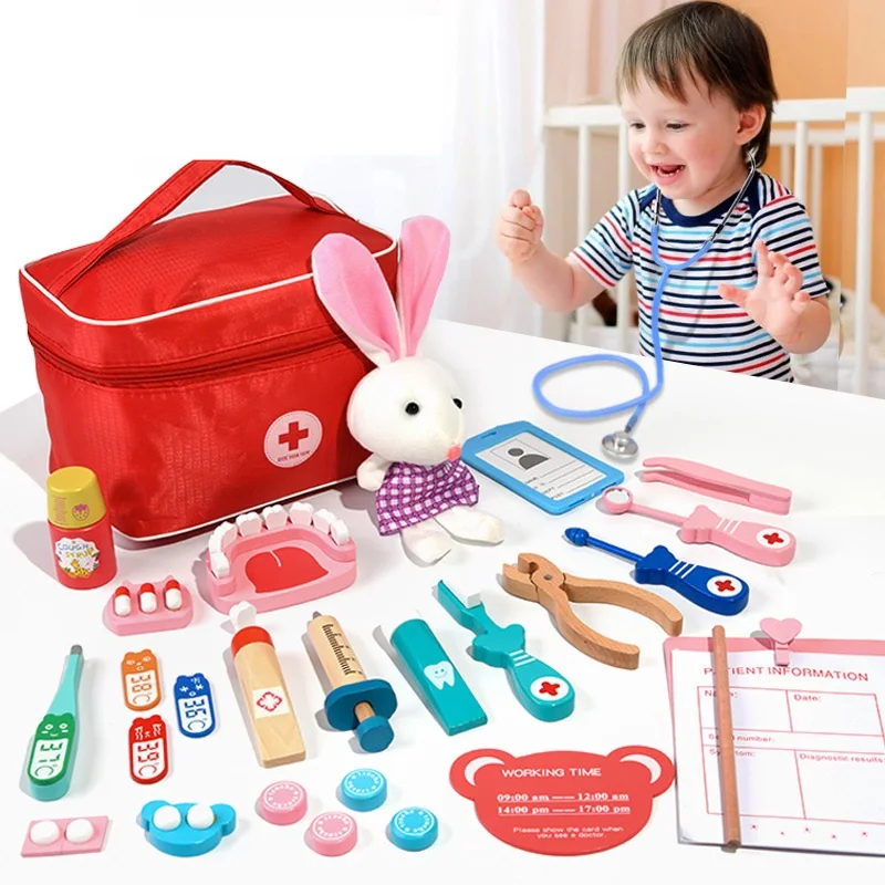 

Wooden Pretend Doctor Educational Toy Children's Medical Simulation Medicine Box Set Children's Interest Development Kit Gift