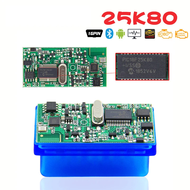 Мини-сканер ELM327 V1.5 PIC18F25K80 OBD2 Bluetooth ELM 327 в 1 5 диагностический сканер OBD 2 OBDII