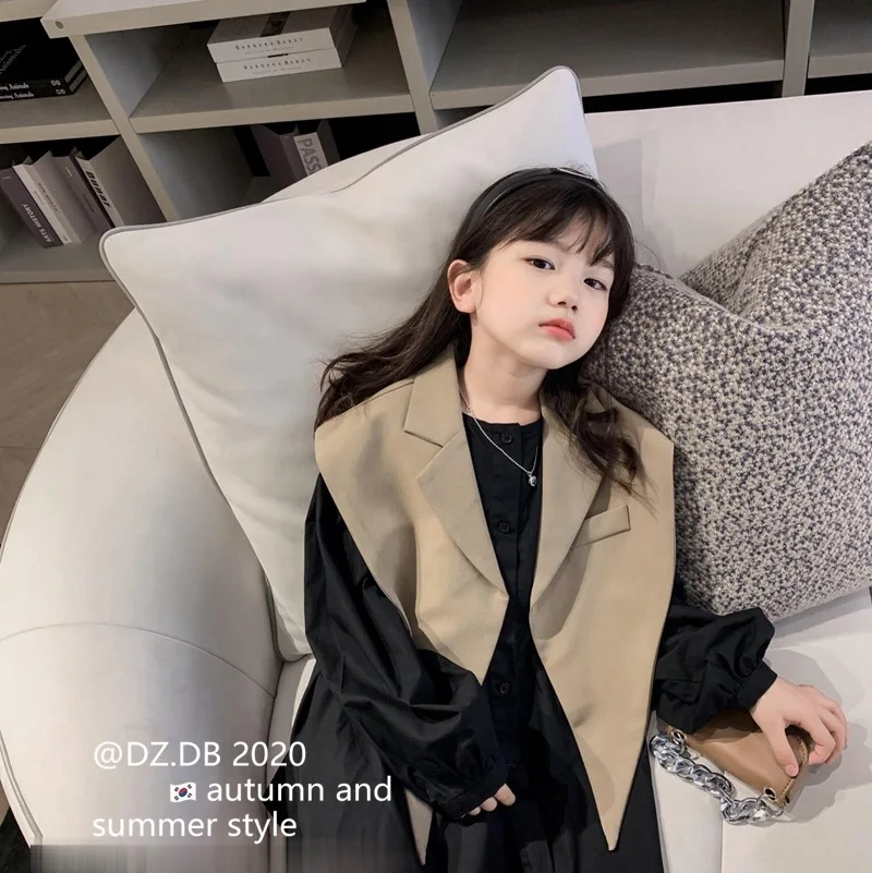 Детская одежда Новинка осени 2020 Детский костюм жилет для маленьких девочек