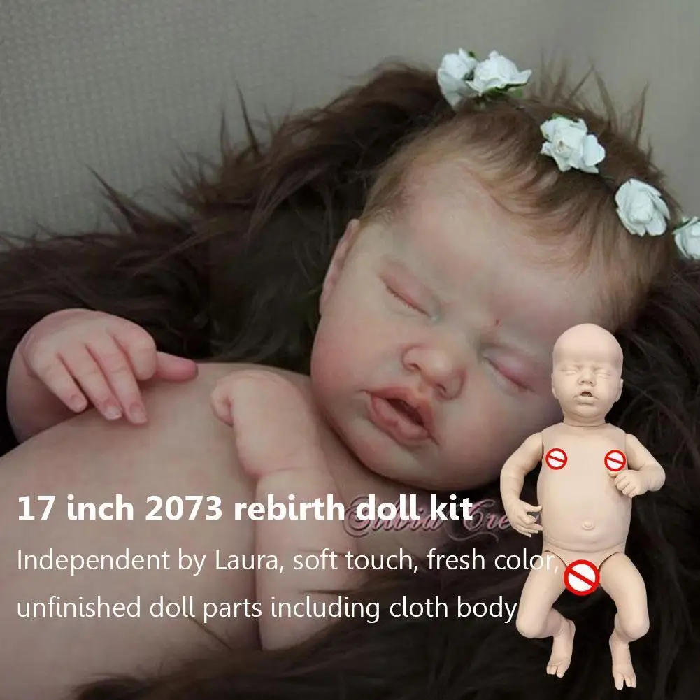 

17-дюймовый Комплект Reborn кукол Indie от Laura Soft TouchFresh куклы из силикона необработанные с входящим в комплект цветным корпусом R3K0