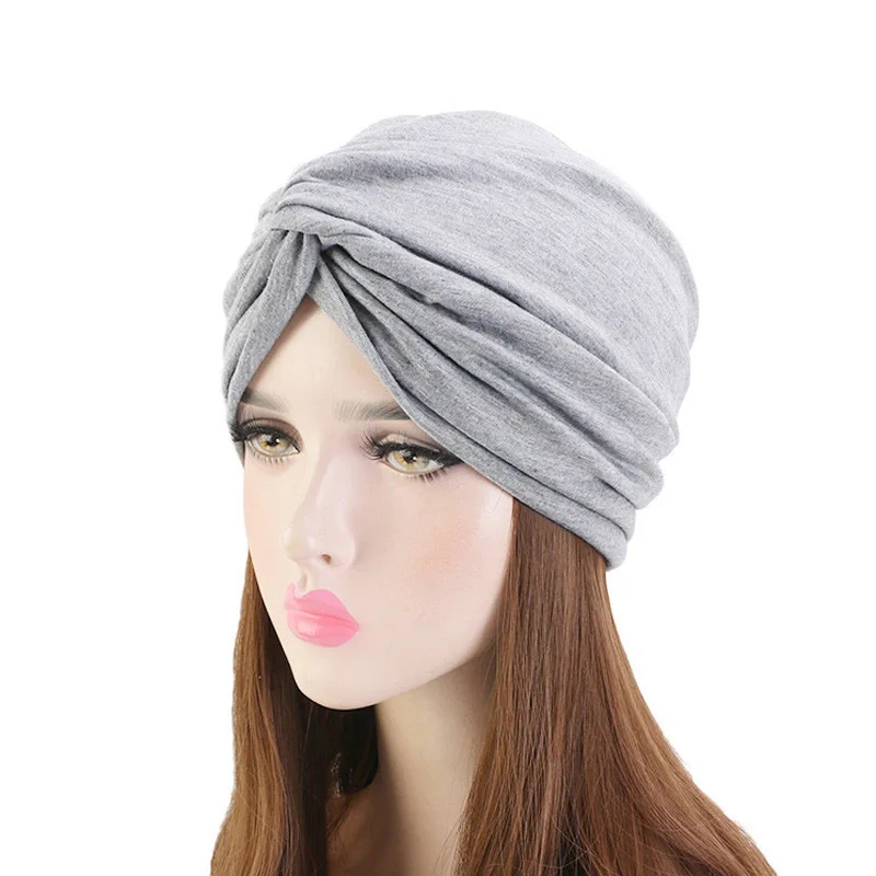 Однотонные хлопковые шапки-тюрбаны для женщин витые головные повязки в стиле