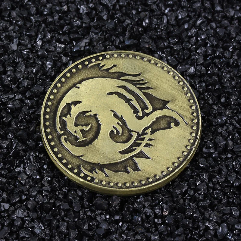 The Elder Scrolls Online Elsweyr Coin Keychain Drago Logo Ancient Bronze Key Chain for Women Men Fans Souvenir Jewelry Gift
