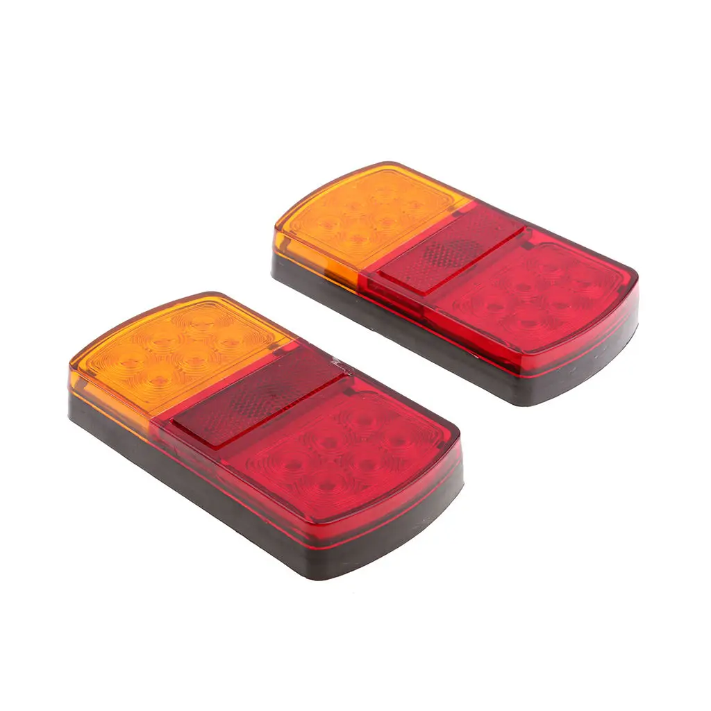 2 Pieces 12V 12 Led Car Rear Tail Lights Brake Stop Indicator Trailer Truck
