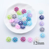 50Pcs 12mm Mini Flower Lotus Flatback Planar Resin Accessories DIY Craft Phone Patches Arts Material