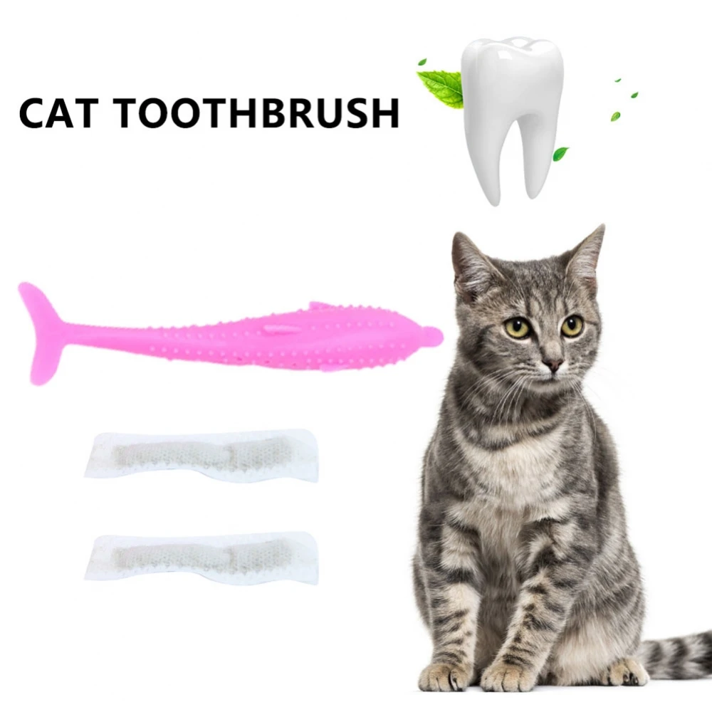 Зубная щетка в форме кошки и рыбы С Кошачьей Мятой для домашних животных зубная