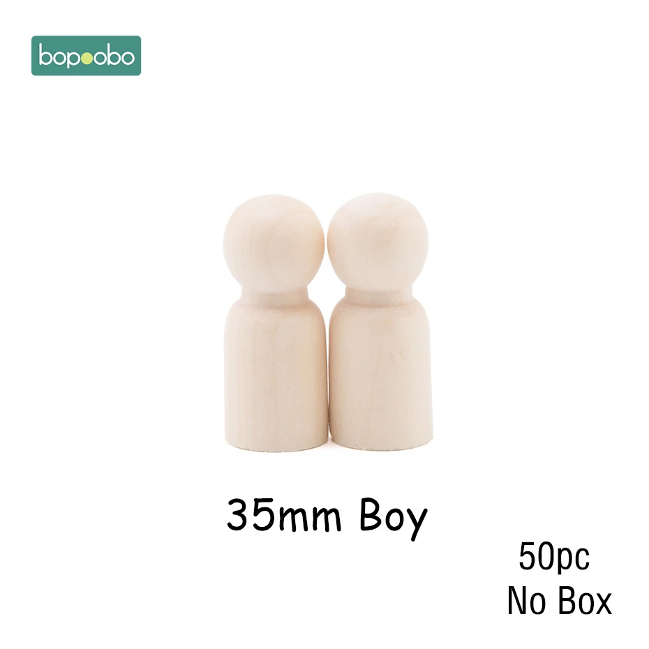 35mm Boy Bopoobo 50 шт. деревянный Прорезыватель для зубов, деревянные колышки для кукол, клен, неокрашенный, для детей, Pg, куклы ручной работы, незавершенные куклы, Декор, куклы, набор игрушек - Цвет: 35mm Boy