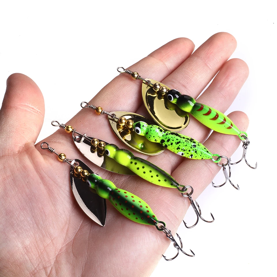 

4 Colors 70mm Insects Fishing lure Spoon Bass Artificial Spinner Bait Metal Pike Fishing Hooks Sinking Lure