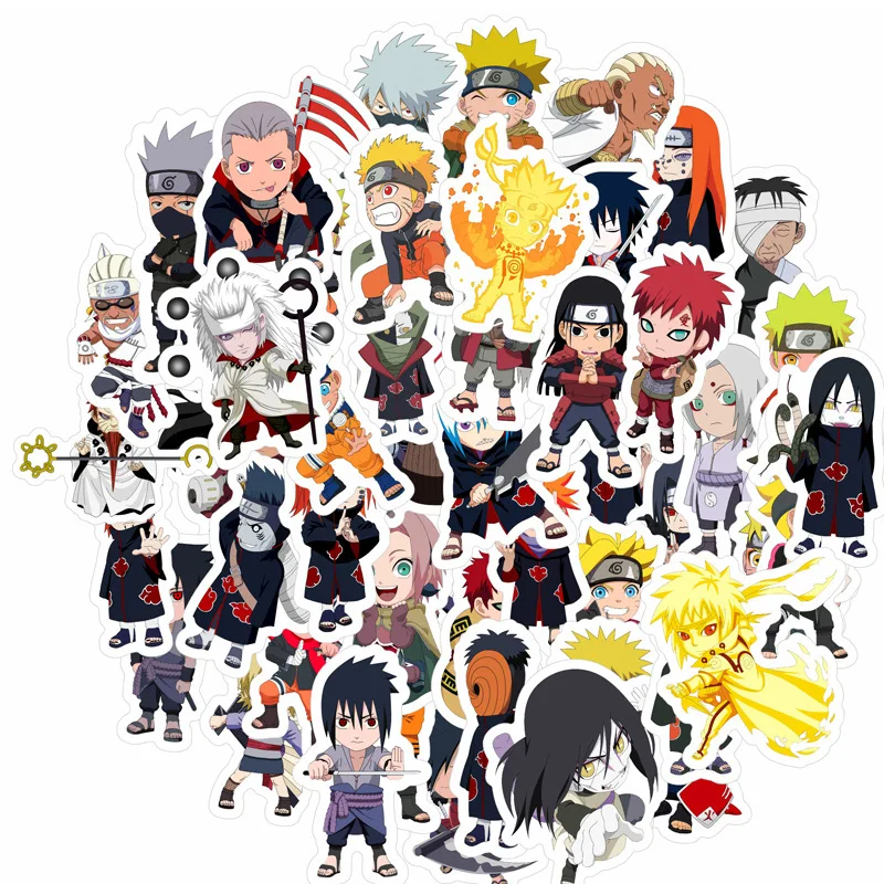 

50Pcs Naruto Stickers Graffiti Cartoon Anime Sticker Skateboard Bicycle Dumb Membrane Pvc Waterproof Decals Children Toy Gifts
