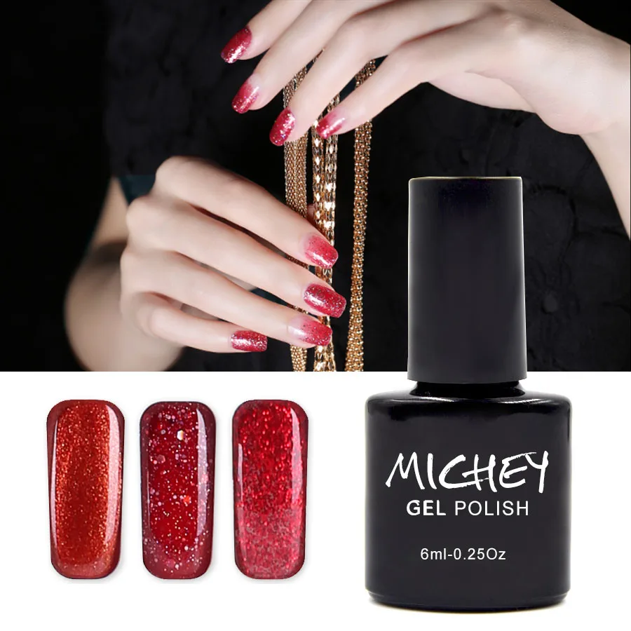 Профессиональный Блестящий Гель лак для ногтей красный блестящий УФ базовый