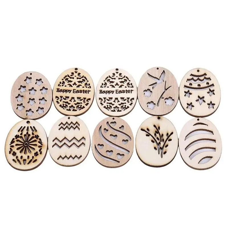 

A Pack Of 25 Diy Painted Graffiti Wood Chips Easter Wooden Colorful Eggs C3G0