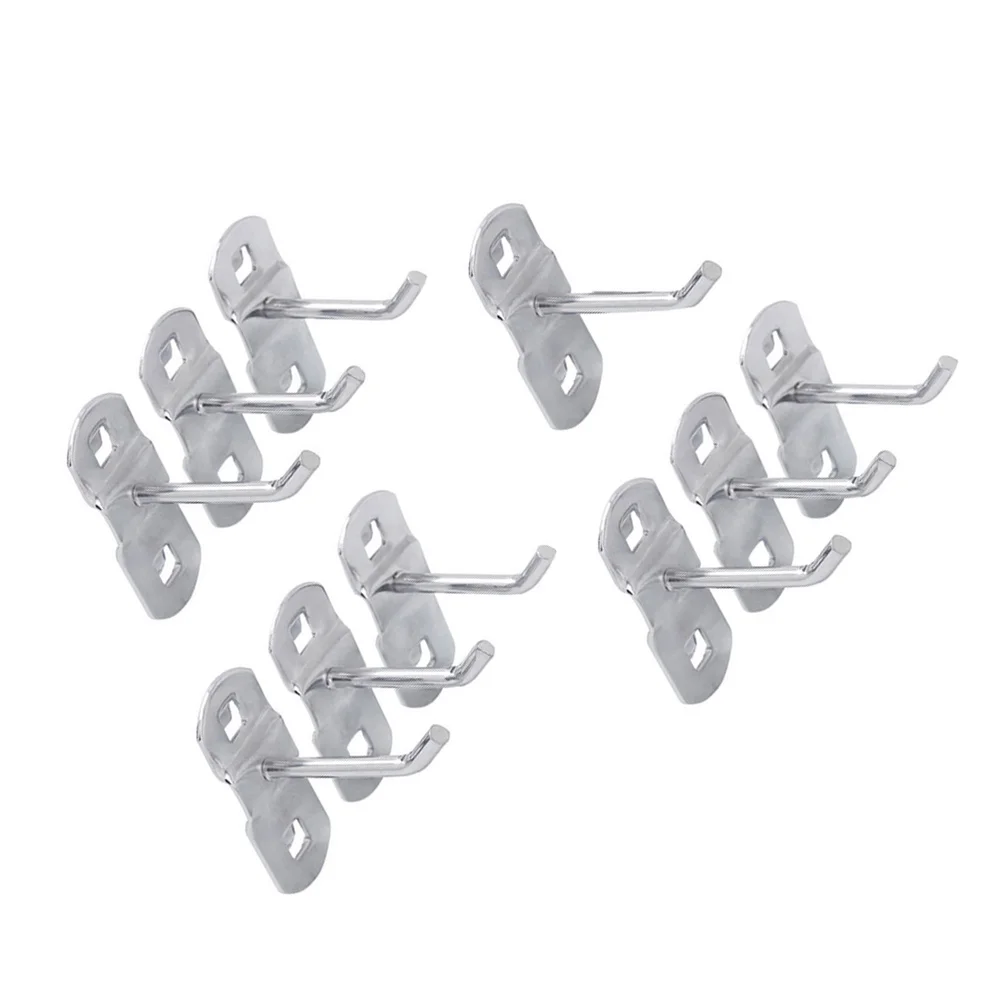

10PCS Tool Hanging Hook Metal Display Rack Metal Shop Goods Shelf Hooks Thickening Square Hole Plate Tool Hooks Household Kitche