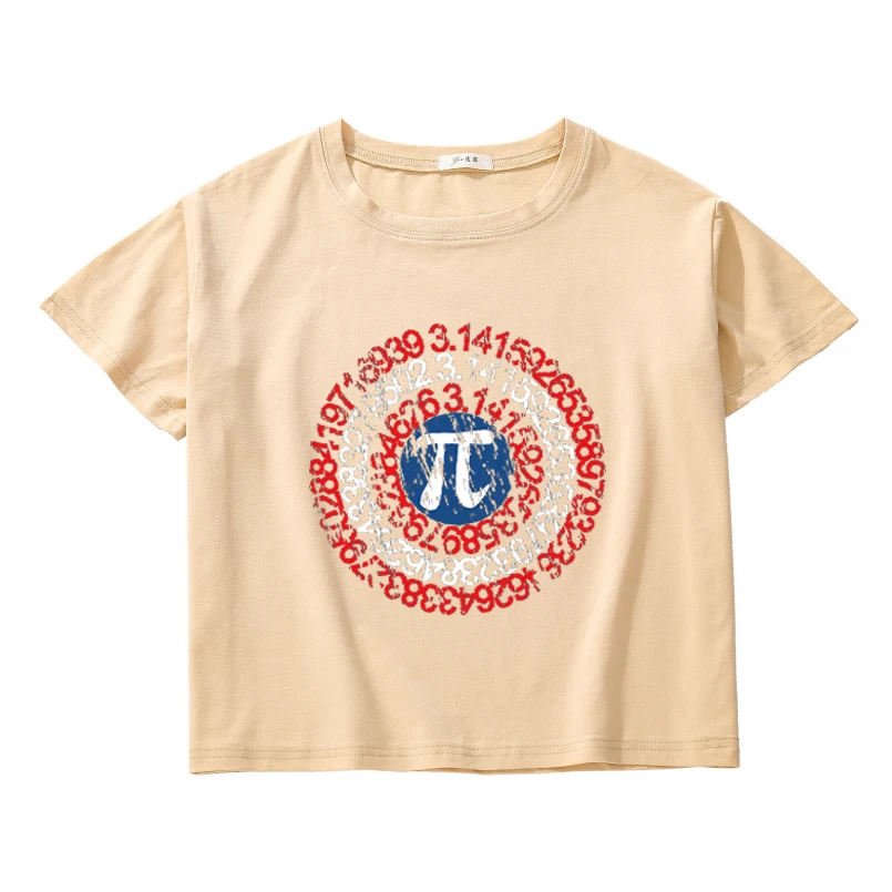 

Pi Math Novelty crop top women Breathable cotton Loose short Tee shirts homme Casual women crop top korean sexy women clothing