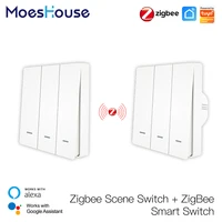 moeshouse tuya zigbee smart light switch with scene switch kit no neutral wire no capacitor required work with alexa google home