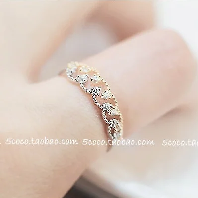 Три цвета Женское кольцо принцессы с цирконием и короной три размера