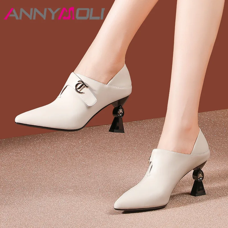 Meotina/женские туфли лодочки на высоком каблуке из натуральной кожи в необычном