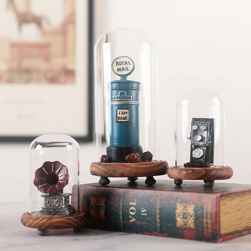 Винтажный граммофон почтовый ящик с Стекло Миниатюрная модель для дома